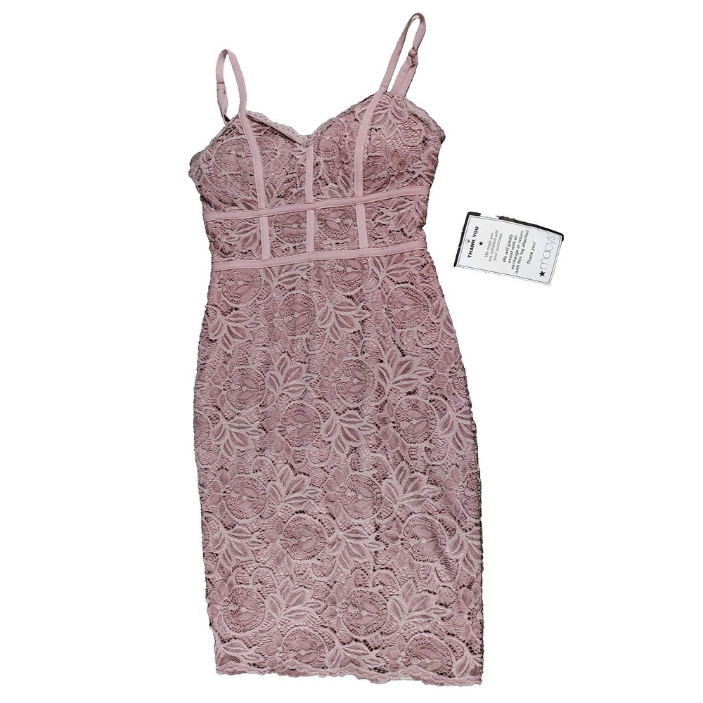 B Darlin Mauve Lace Bodycon Dress Jrs‎ 5/6 Prom Floral Lined Zip NEW